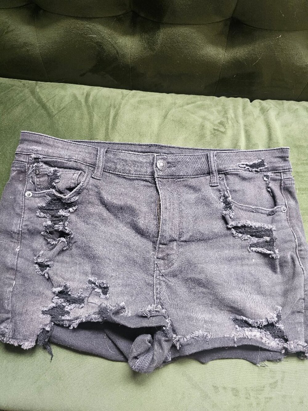 American Eagle high rise Black Short Shorts Distressed